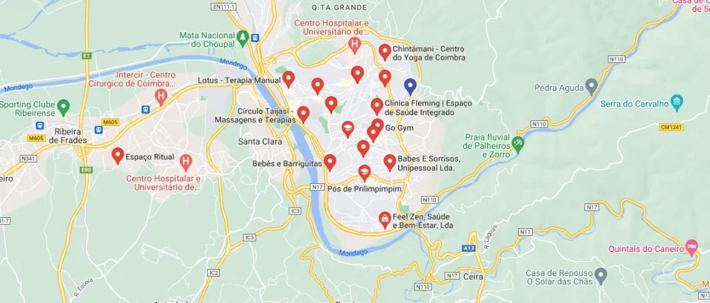 Scuole Yoga Coimbra - Mappa